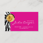 日焼けの名刺のシマウマの女性のブロンドのピンク 名刺 (裏面)