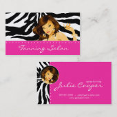 日焼けの名刺のシマウマの女性の暗いピンク 名刺 (正面/裏面)