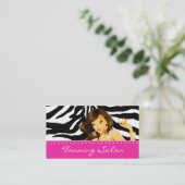 日焼けの名刺のシマウマの女性の暗いピンク 名刺 (スタンド正面)