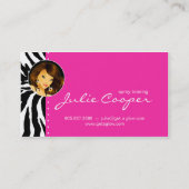 日焼けの名刺のシマウマの女性の暗いピンク 名刺 (裏面)