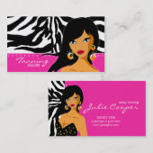 日焼けの名刺のシマウマの民族の女性のピンク 名刺 (正面/裏面)