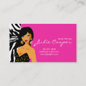 日焼けの名刺のシマウマの民族の女性のピンク 名刺 (裏面)