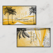 日焼けサロンの名刺の黄色のヤシの木 名刺 (正面/裏面)
