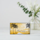 日焼けサロンの名刺の黄色のヤシの木 名刺 (スタンド正面)