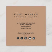 日焼けサロンミニマル写真QRコードソーシャルメディア スクエア名刺 (裏面)