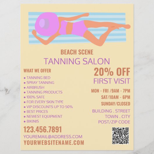 日焼けサロン広告 チラシ (正面)