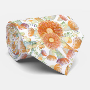 日焼けワトルとユーカリ開花 ネクタイ