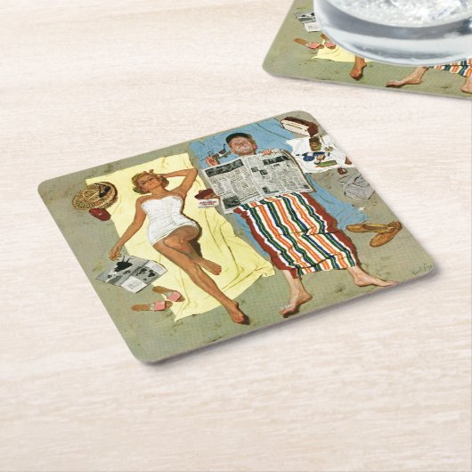 日焼け止めか。 スクエアペーパーコースター (アングル)