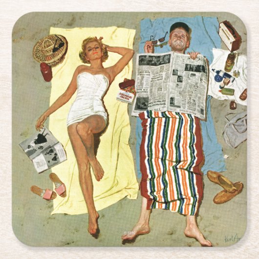 日焼け止めか。 スクエアペーパーコースター (正面)