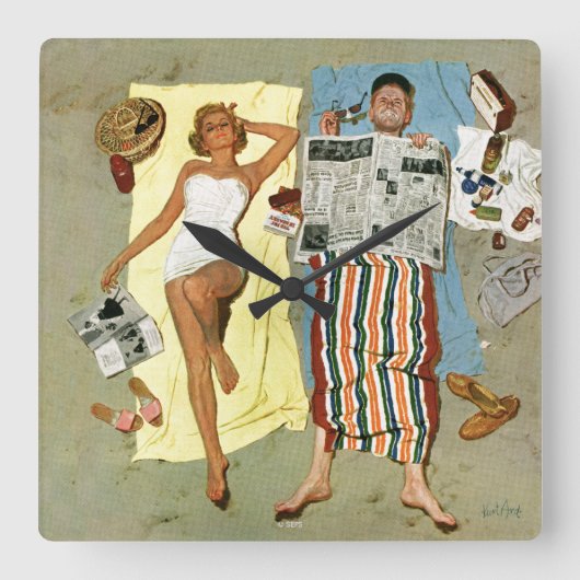 日焼け止めか。 スクエア壁時計 (正面)