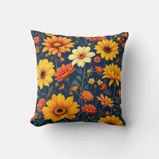 日照り夏の花模様モダン。屋外 クッション (正面)