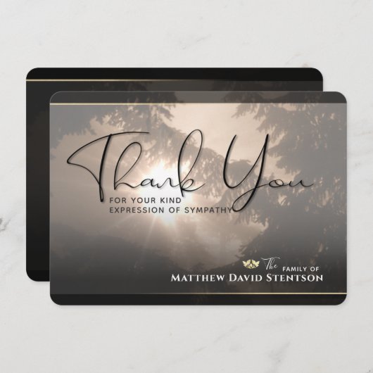 日照り木の自然悔やみや弔慰サンキューカード 招待状 (正面/裏面)