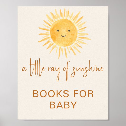 日照をテーマにしたベビーシャワー標識用の本 ポスター (正面)