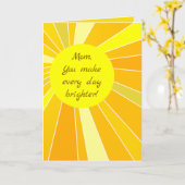 日照母の日の編集可能な光線 カード (黄色い花)