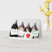 日犬の騎士からのハッピーバースデー カード (黄色い花)