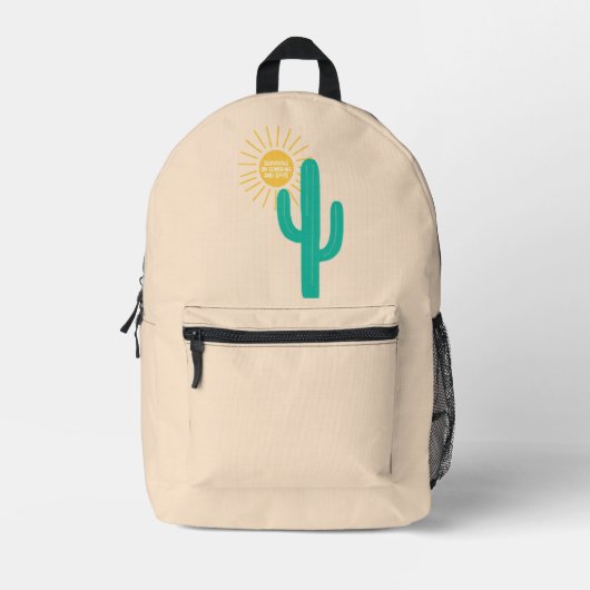 日生き延び照と悪意に満ちた プリントバックパック (正面)