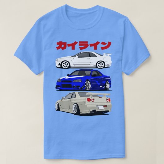 日産スカイラインゲートr34 tシャツ (デザイン正面)