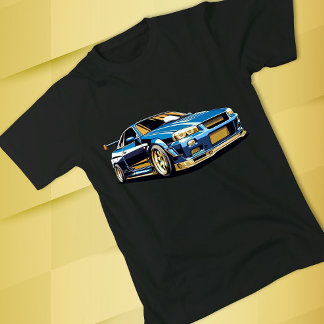 日産スカイラインGT-R R34スポーツカー Tシャツ