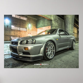 日産スカイラインGT-R R34ダウンタウンロサンゼルス ポスター