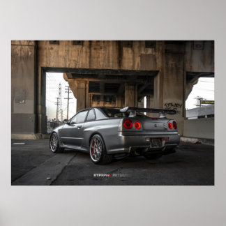 日産スカイラインGT-R R34ダウンタウンロサンゼルス ポスター