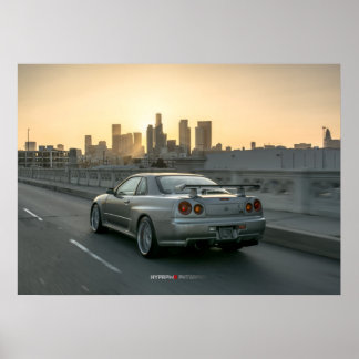 日産スカイラインGT-R R34ダウンタウンロサンゼルス ポスター