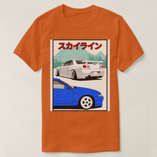 日産スカイラインGtr r33 r34 Tシャツ (デザイン正面)