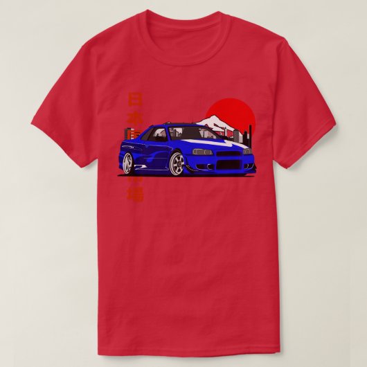 日産スカイラインGTR R34 JDM伝説 Tシャツ (デザイン正面)