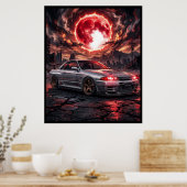 日産スカイラインR32 紅月下 ポスター (キッチン)