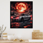 日産スカイラインR33 紅月下にて ポスター (キッチン)