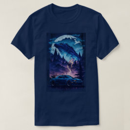 日産スカイラインR34ブルーゴジラスポーツカー Tシャツ