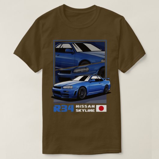 日産スカイラインR34 Tシャツ (デザイン正面)