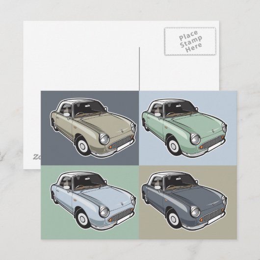 日産フィガロ4色 ポストカード (正面/裏面)