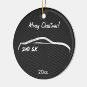 日産240SXの白のシルエット セラミックオーナメント (左)