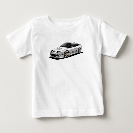 日産240sx手描きアートワーク ベビーTシャツ (正面)