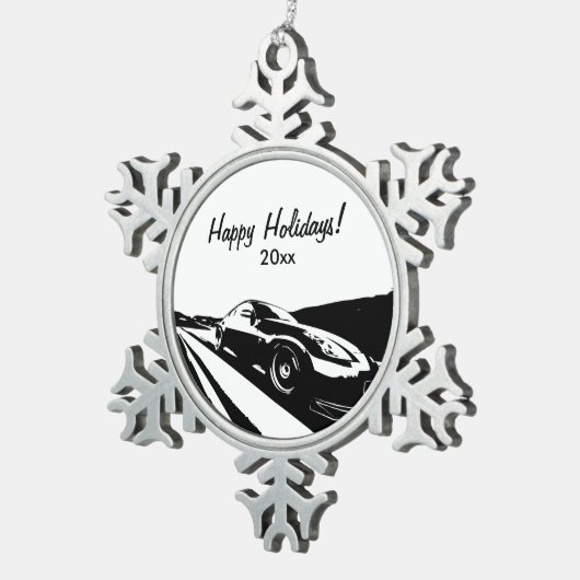 日産350Zの圧延の打撃 スノーフレークピューターオーナメント (右)