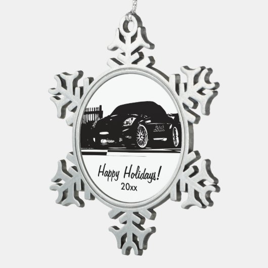 日産350Z -私は私の350Zを愛します スノーフレークピューターオーナメント (右)