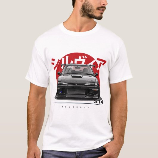 日産 シルビア S14 200SX 240SX、SR20DET、Nismo 270R Tシャツ (正面)