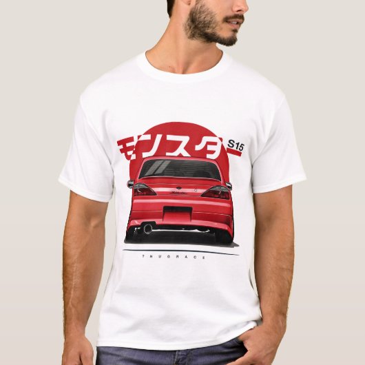 日産 シルビア S15 スペックR エアロ SR20DET JDM カー Tシャツ (正面)