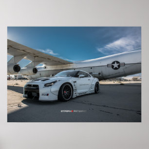 日産GT-R R35 LibertyWalkワイドボディ(飛行機付) ポスター