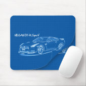 日産GTR SpecVの青写真のマウスパッド マウスパッド (マウス)