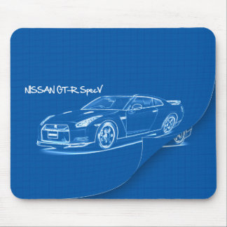 日産GTR SpecVの青写真のマウスパッド マウスパッド