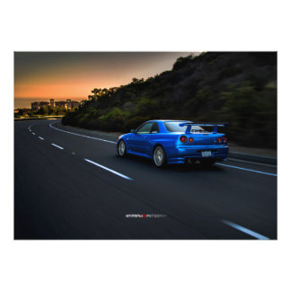 日産R34 GT-R Skyline Spec Nur – カリフォルニア州 フォトプリント