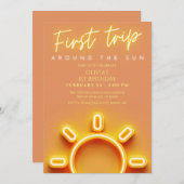 日男女兼用の生のまわりに誕の日 招待状 (正面/裏面)