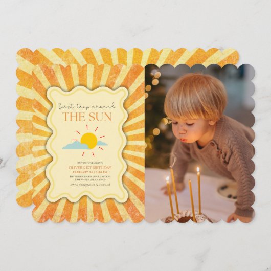 日男女兼用の生のまわりに誕の日 招待状 (正面/裏面)