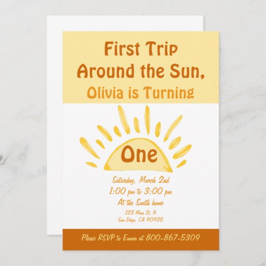 日男女兼用の生のまわりに誕の日 招待状 (正面/裏面)