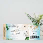 日程おさえて 搭乗券 世界地図 ビーチ Invita 招待状 (スタンド正面)