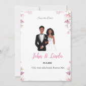 日程を保存しよう、結婚式、黒人のカップル、 セーブザデート (正面)