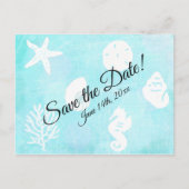 日程を保存 シーシェル ビーチサイドをテーマにした結婚式 ポストカード (正面)