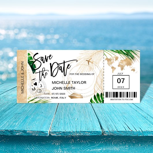 日程を保存 搭乗券 世界地図 クルーズ 招待状