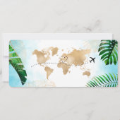 日程を保存 航空券 世界地図 ビーチ Invita 招待状 (裏面)